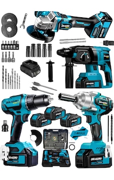 Dragro Alman DRG-999VF 20 AH 4'lü Set Akülü Şarjlı Vidalama + Somun Sökme + Taşlama + Kırıcı Delici Set M Dragro Alman DRG-999VF 20 AH 4'lü Set Akülü Şarjlı Vidalama + Somun Sökme + Taşlama + Kırıcı Delici Set M