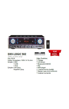 Denox Dxv-Logıc 502 50W 100V/4Ohm 2 Bölgeli Mikser Amfi