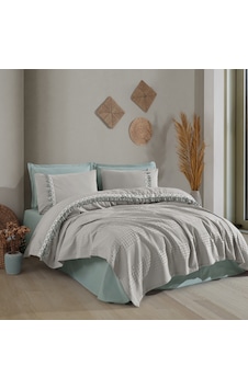 Butik Tek Kişilik Püsküllü Pike Takımı Bohamline V10 Açık Gri Butik Tek Kişilik Püsküllü Pike Takımı Bohamline V10 Açık Gri