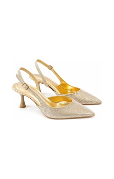 Asmi Shoes Kadın Siena Altın Baskılı 7 Cm Topuklu Sivri Burun Arkası Açık Atkılı Ayakkabı Asmi Shoes Kadın Siena Altın Baskılı 7 Cm Topuklu Sivri Burun Arkası Açık Atkılı Ayakkabı