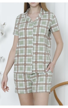 Nicoletta Kadın Düğmeli Şortlu Pijama Takımı Ekoseli Pamuklu Likralı Cepli Çağla Yeşili Nıc1078 R111 Çağla Yeşili Nicoletta Kadın Düğmeli Şortlu Pijama Takımı Ekoseli Pamuklu Likralı Cepli Çağla Yeşili Nıc1078 R111 Çağla Yeşili