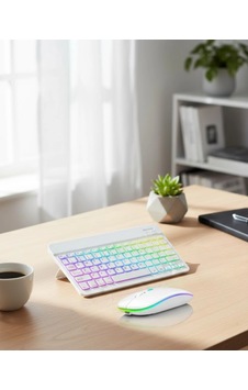 Aydınlatmalı Kablosuz Klavye Mouse Seti Bluetooth Bağlantılı Çoklu Cihaz Uyumlu