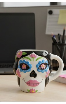 Dekoratif Ev Ofis Day Of The Dead Şeker Kurukafa Tasarımlı Seramik Kupa Bardak Seramik Kupa Çok Renkli Dekoratif Ev Ofis Day Of The Dead Şeker Kurukafa Tasarımlı Seramik Kupa Bardak Seramik Kupa Çok Renkli