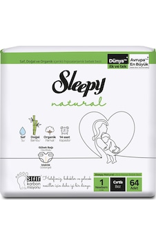 Sleepy Natural Jumbo Paket 1 Beden Yenidoğan 2-5 Kg 64'lü