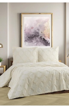 Mila Çift Kişilik Şönil Desenli 240x260 Cm Pike Takımı Krem Mila Çift Kişilik Şönil Desenli 240x260 Cm Pike Takımı Krem