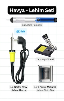 40w Kalem Havya - Lehim - Havya Standı - Lehim Pompası Seti 40w Kalem Havya - Lehim - Havya Standı - Lehim Pompası Seti