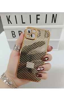 Apple Uyumlu iPhone 13 / 14 Karbon Fiber Kılıf Modeli Altın Apple Uyumlu iPhone 13 / 14 Karbon Fiber Kılıf Modeli Altın