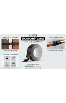 Uzun Metraj-25 Metre X 5cm Tamir Bandı Siyah Renk Uzun Metraj-25 Metre X 5cm Tamir Bandı Siyah Renk