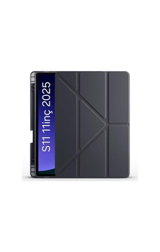 S11 2025 11 İnç Tablet Sm-x730/x736 İçinile Uyumlu Üçgen Kalem Bölümlü Standlı Uyku Modlu Akıllı Kılıf Siyah Sku: Zeusb0gfx8h94n Arka Kapak
