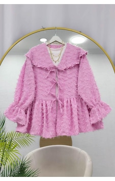 Lovie Moda Kadın Püsküllü Kimono - Pembe Lovie Moda Kadın Püsküllü Kimono - Pembe