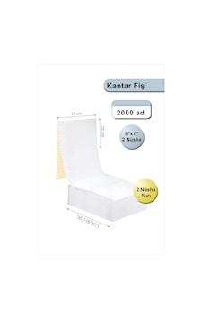 6x17 Kantar Fişi 2 Nüsha Beyaz + Sarı, 2000 Adet , Beyaz Otokopili Sürekli Form 6''x17 Cm