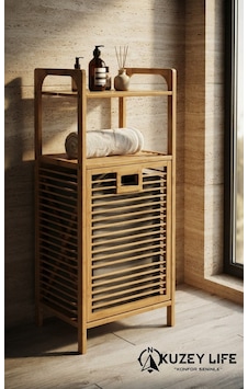 Kuzeylife Bambu Kirli Sepetli 2 Raflı Çok Amaçlı Banyo Düzenleyici Kahverengi Kuzeylife Bambu Kirli Sepetli 2 Raflı Çok Amaçlı Banyo Düzenleyici Kahverengi