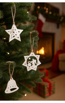 Yılbaşı Ağacı Süs Seti 11 Parça Beyaz Dekoratif Süsler Noel Dekorasyonu Christmas Decorations