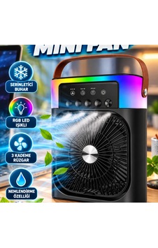 Taşınabilir Buharlı Mini Serinletici Fan Rgb Led Işıklı Usb Masaüstü Soğutucu