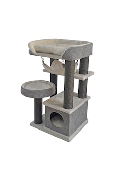 Tommy Çok Katlı Lüks Kedi 48x40x90 Evli Tırmalama Gri