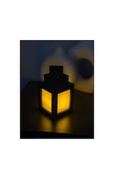 Modern Siyah Fener Tasarımlı Led Lamba Sıcak Sarı Işık Minecraft Lamba Gri