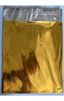 Hediye Poşeti Bantlı Gold Metalize 35x50 Cm 100 Adet