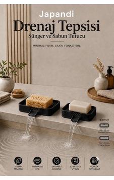 Ognami Japon Minimalist Drenaj Tepsisi Su Tahliyeli Banyo & Mutfak Düzenleyici - Siyah Ognami Japon Minimalist Drenaj Tepsisi Su Tahliyeli Banyo & Mutfak Düzenleyici - Siyah