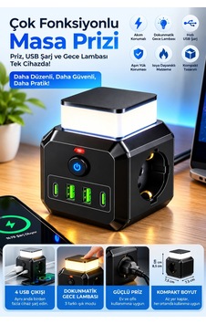 Akım Korumalı 3 Lü Priz 2200w 1050j 10a Gece Lambalı 2 Usb 2 Type-c Şarj Girişli Bsp-4 0 Akım Korumalı 3 Lü Priz 2200w 1050j 10a Gece Lambalı 2 Usb 2 Type-c Şarj Girişli Bsp-4 0