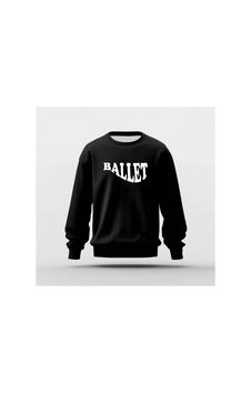 Ada Kostüm Tasarım Ballet Tasarım Baskılı Basic Sweatshirt siyah Ada Kostüm Tasarım Ballet Tasarım Baskılı Basic Sweatshirt siyah