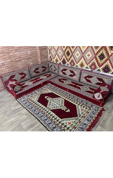 Coton Şark Köşesi Minderi Saraylı Desenli Bordo Konsept 10 Parça Coton Şark Köşesi Minderi Saraylı Desenli Bordo Konsept 10 Parça