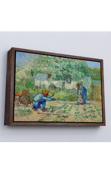 Ahşap Çerçeveli Vincent Van Gogh - Millet'den Sonra İlk Adımlar Tablo - First Steps-7164