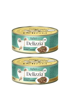 Delizzia Sos İçinde Parça Etli Somonlu Ve Tavuklu Yetişkin Kedi Maması 2 X 85 Gr. Delizzia Sos İçinde Parça Etli Somonlu Ve Tavuklu Yetişkin Kedi Maması 2 X 85 Gr.