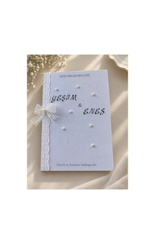 Kişiye Özel Nikah Belgesi- Özel Tasarım Nikah - Düğün Belgesi Beyaz