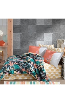 Bay Kingsize Poplin Nevresim Monstera Oranj Najmaddin Standart