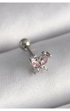 316l Çelik Kelebek Tragus Piercing Pembe Zirkon Taşlı Gümüş Renk 316l Çelik Kelebek Tragus Piercing Pembe Zirkon Taşlı Gümüş Renk