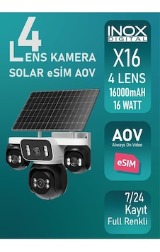 İnox-x16 4 Lens Solar Esim Aov 7/24 Kayıt Full Renkli-118838 İnox-x16 4 Lens Solar Esim Aov 7/24 Kayıt Full Renkli-118838