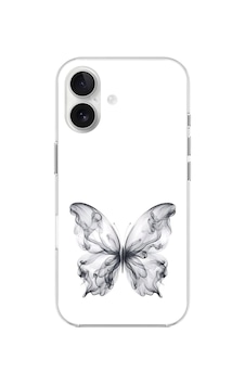 Apple Uyumlu iPhone 16 Plus Şeffaf Kılıf Dumanlı Kelebek Tasarımlı Apple Uyumlu iPhone 16 Plus Şeffaf Kılıf Dumanlı Kelebek Tasarımlı