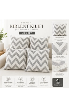 Premium Kırlent Kılıfı 4'lü Set 43x43 Cm Gri-krem