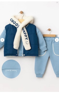 Erkek Bebek 3 Lü Kışlık Eşofman Takımı Polar Şallı, Şardonlu Yelekli, Sweatshirt Ve Alt 10697-y mavi Erkek Bebek 3 Lü Kışlık Eşofman Takımı Polar Şallı, Şardonlu Yelekli, Sweatshirt Ve Alt 10697-y mavi