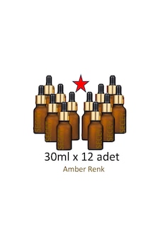 Damlalık, 12 Adet 30ml Damlalıklı Cam Amber Renk Şişe, Metal Gold