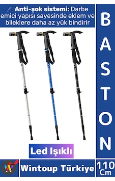Baston Ergonomik Outdoor Trekking Baston Ledli Anti-şok Ayarlanabilir Teleskopik Yürüyüş Batonu Çok Renkli