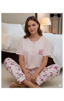 Miressa Kadın Düğmeli Pijama Takımı Açık Pembe Miressa Kadın Düğmeli Pijama Takımı Açık Pembe
