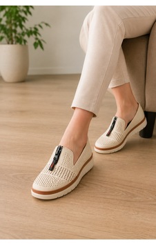 Homiro Kadın Nefes Alan Hafif Loafer Bej Homiro Kadın Nefes Alan Hafif Loafer Bej
