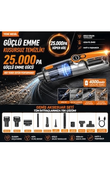 25.000 Pa Güçlü Emiş Şarjlı El Süpürgesi Kablosuz Taşınabilir Araç Ve Ev Süpürgesi, Çok Fonksiyonlu Başlık Seti, Hepa 25.000 Pa Güçlü Emiş Şarjlı El Süpürgesi Kablosuz Taşınabilir Araç Ve Ev Süpürgesi, Çok Fonksiyonlu Başlık Seti, Hepa