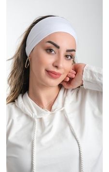 Hürrem Bone Beyaz Bandana Saç Bandı Viskon Düz 3012 42 Beyaz