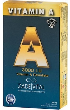 Zade Vital A Vitamini 500 Mg 30 Kapsül Zade Vital A Vitamini 500 Mg 30 Kapsül