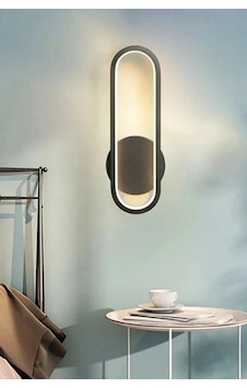 Londra Modern Tasarım Ledli Aplik Banyo Mutfak Salon Led Duvar Aplik Siyah