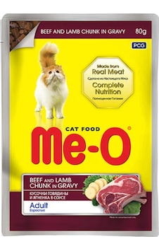 Me-O Dana ve Kuzu Etli Jöleli Pouch Yetişkin Kedi Yaş Maması 80 G
