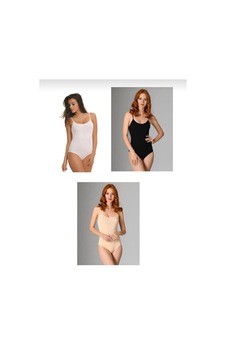 Nbb 2935 Kadın İp Askılı Karışık Renk Çıtçıtlı Body 3 Adet Çok Renkli