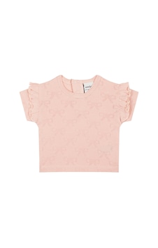 Antebies Organik Pembe Kurdele Jakarlı Fırfırlı Kısa Kollu Kız Bebek Tshirt Antebies Organik Pembe Kurdele Jakarlı Fırfırlı Kısa Kollu Kız Bebek Tshirt