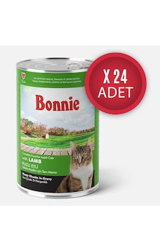 Bonnie Kuzu Etli Sos İçinde Et Parçacıklı Kedi Konservesi 400g x 24 Adet Bonnie Kuzu Etli Sos İçinde Et Parçacıklı Kedi Konservesi 400g x 24 Adet