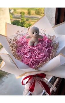 Solmayan Mor Gül Buketi Pembe Solmayan Mor Gül Buketi Pembe