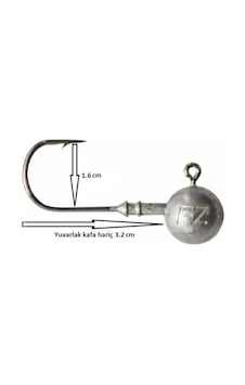 Dam Ball Jig Head No:3/0 İğneli 12gr Zoka 5 Adet Dam Ball Jig Head No:3/0 İğneli 12gr Zoka 5 Adet