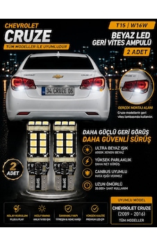 Chevrolet Cruze 2009-2016 Uyumlu T15 W16w Beyaz Led Geri Vites Ampulü Canbus 2 Adet Chevrolet Cruze 2009-2016 Uyumlu T15 W16w Beyaz Led Geri Vites Ampulü Canbus 2 Adet