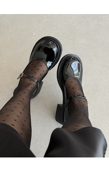 Selin Shoes Nora Kısa Topuklu Bilek Detaylı Gold Aksesuarlı Kadın Loafer- Siyah Rugan Selin Shoes Nora Kısa Topuklu Bilek Detaylı Gold Aksesuarlı Kadın Loafer- Siyah Rugan